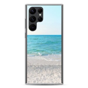 サムスン スマホケース Galaxy Case S10 S20 S21 S22 e Plus + Ultra, オリジナルアートプリント、ビーチ、レトロカラー、水彩画風、お揃いアイテム、春夏 原宿ファッション