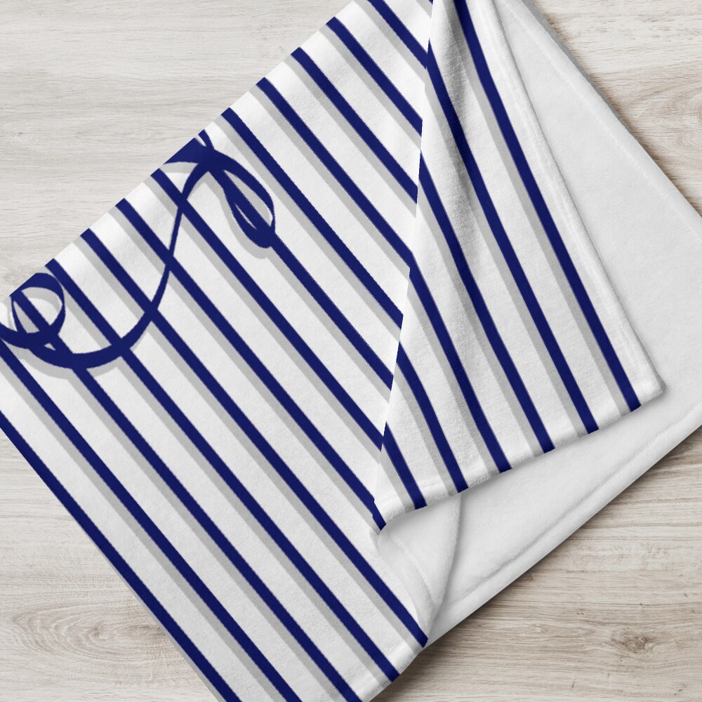 Throw Blanket 50x60in 127x152.4cm Navy White Striped Etsy