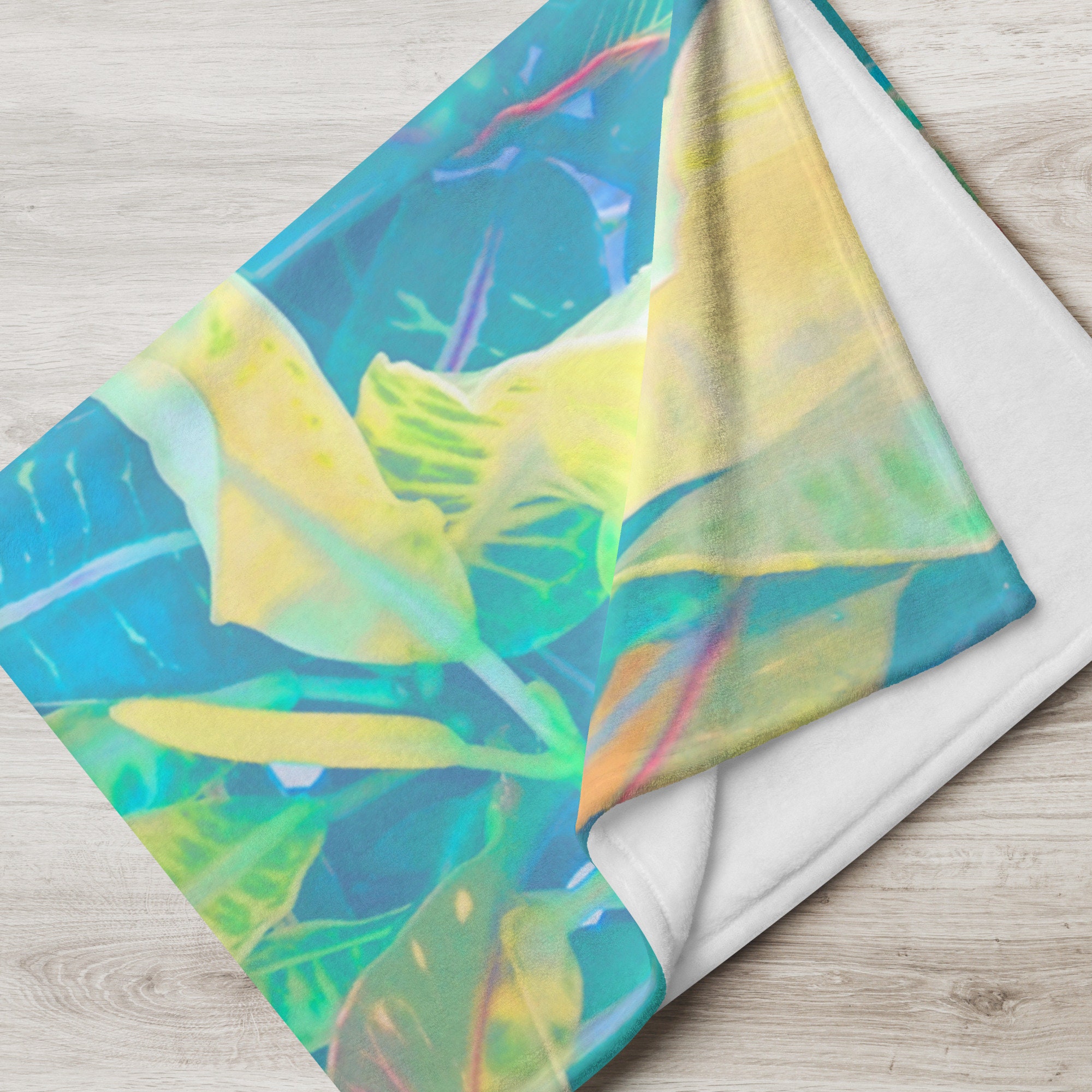 Throw Blanket 2 Sizes Original Art Print Tropical Leaves Etsy Norway