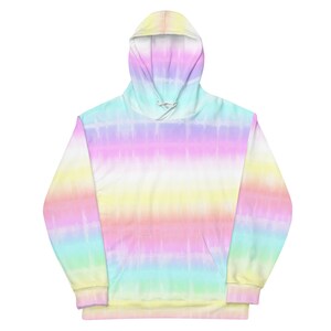 ユニセックスパーカー、2XS〜6XL、ポケット付、オリジナル絞り染め風アート全面プリント、パステルレインボーカラー、リサイクル生地、色違いあり、男女兼用、原宿ファッション、お揃いアイテム タイダイ Plus size Recycled fabric 5XL 4XL 3XL 2XL