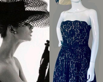 Vintage Black Lace Cocktail Dress: Formal Evening Party Cocktail
