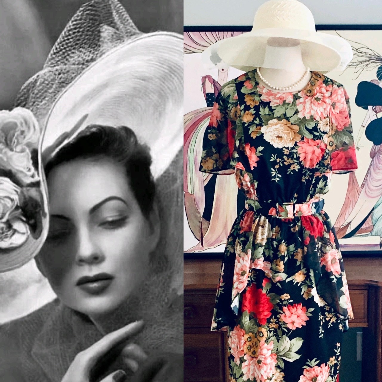 Floral Print Dress 1950s - Etsy