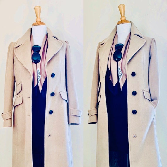 Vintage coat 80s coat Camel coat 1980s coat Long C