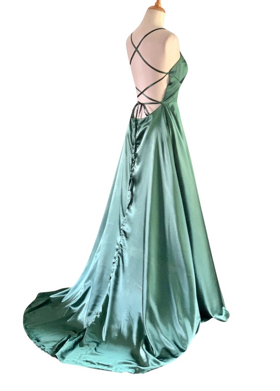 Vintage Evening Gown Liquid Satin 1930s dress Old… - image 10