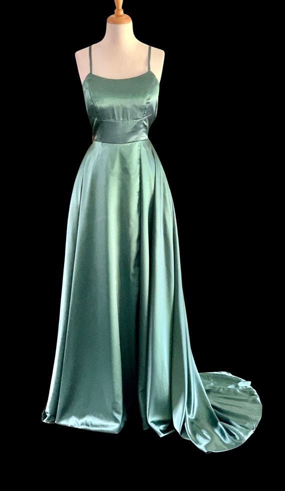 Vintage Evening Gown Liquid Satin 1930s dress Old… - image 2