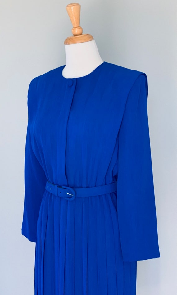 1980s dress Vintage 80s dress Blue dress 80s Plea… - image 8