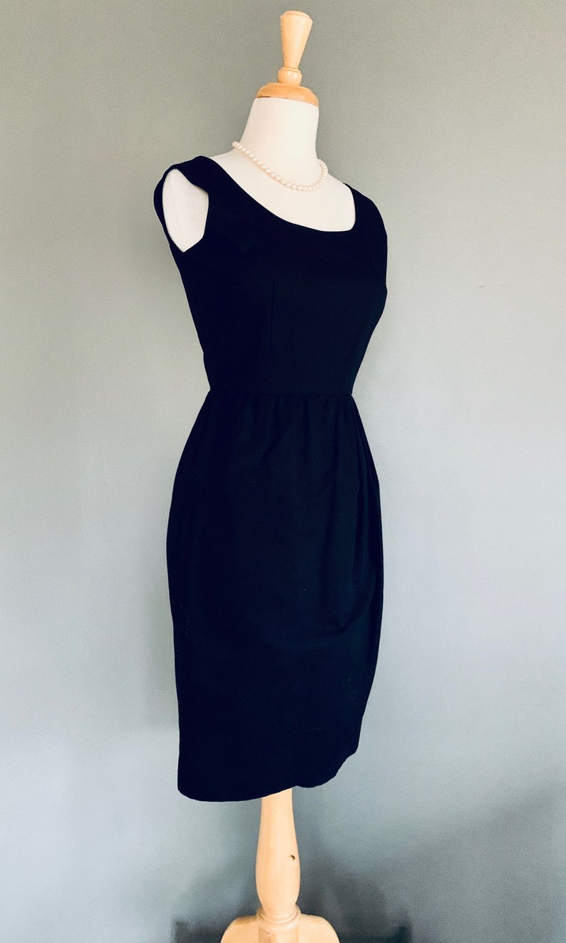 1960s dress Vintage 60s  Little Black Dress Cotton LBD Sz Small