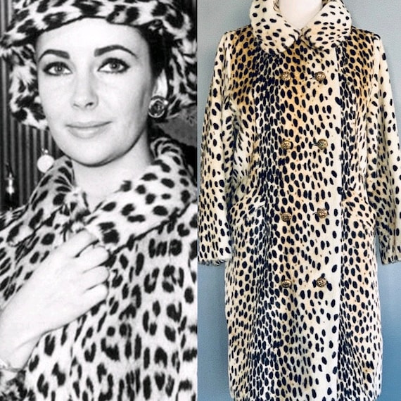 60s Fur coat/ 60s coat/Leopard coat vintage/Faux f