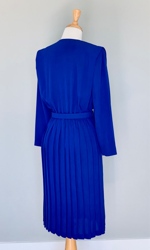 1980s dress Vintage 80s dress Blue dress 80s Plea… - image 3