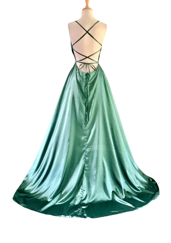 Vintage Evening Gown Liquid Satin 1930s dress Old… - image 8