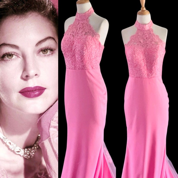 Vintage Evening Gown Pink Evening Dress Old Hollywood Formal Dress Prom dress Ball Gown
