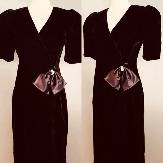 Vintage dress 80s dress 80s VELVET dress 40s dress