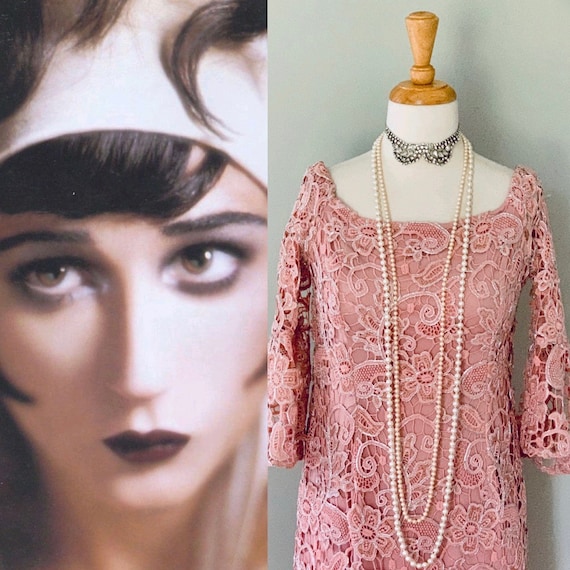 1920s Dress Pink Lace dress  Downton Abbey Gatsby… - image 1