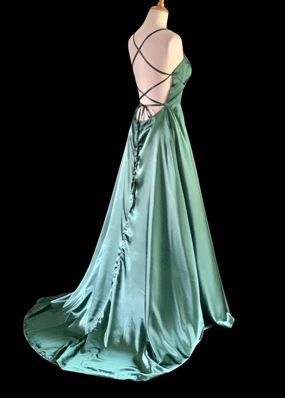 Vintage Evening Gown Liquid Satin 1930s dress Old… - image 6