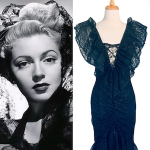 Old Hollywood Dress 1920s Dress 1930s Dress Evening Gown Gatsby Dress Downton Abbey Black Formal Dress