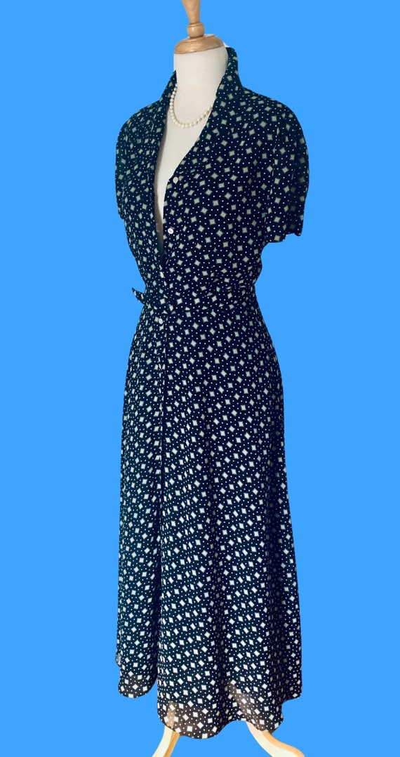 1980s Dress Vintage 80s Dress Black Maxi Polka Do… - image 4