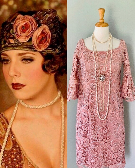1920s Dress Pink Lace dress  Downton Abbey Gatsby… - image 8