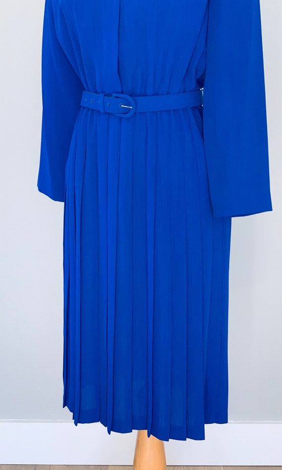1980s dress Vintage 80s dress Blue dress 80s Plea… - image 9