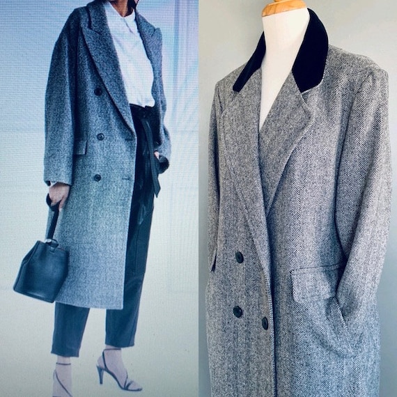 80s coat 1980s coat Black coat 80's coat Black Tw