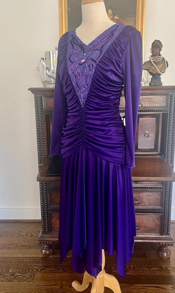 Women Purple Homecoming Dress with Ruffles Floral A Line Short Prom Dress, Dark Purple / US16W
