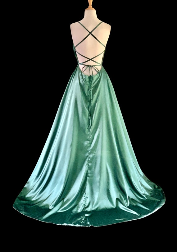 Vintage Evening Gown Liquid Satin 1930s dress Old… - image 4