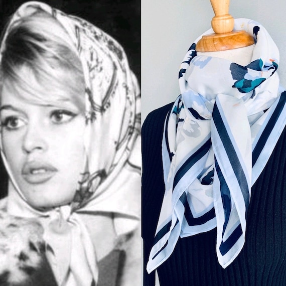 Vintage scarf/ Silk scarf/Hair scarf/80s scarf/ Si