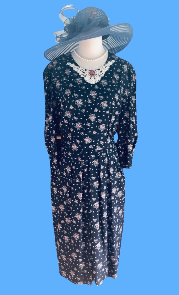 Gatsby dress Vintage Black Floral dress Downton A… - image 6