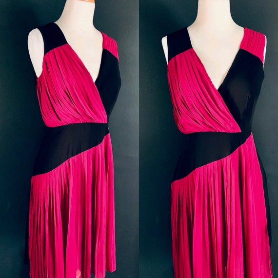 1980s Hot PINK Goddess dress 80's dress Pink dres