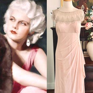 1920s Dress Pink Chiffon Large Old Hollywood 1930s Formal Vintage Evening Gown Gatsby Wedding