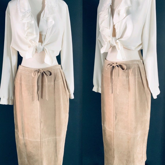 Vintage skirt Leather skirt Suede skirt MAXI skirt