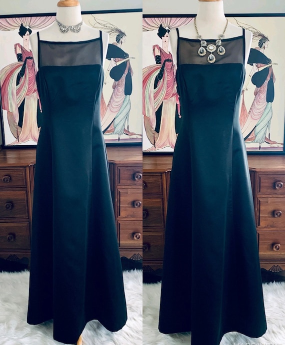 Black Satin dress Evening Dress Vintage Evening G… - image 2