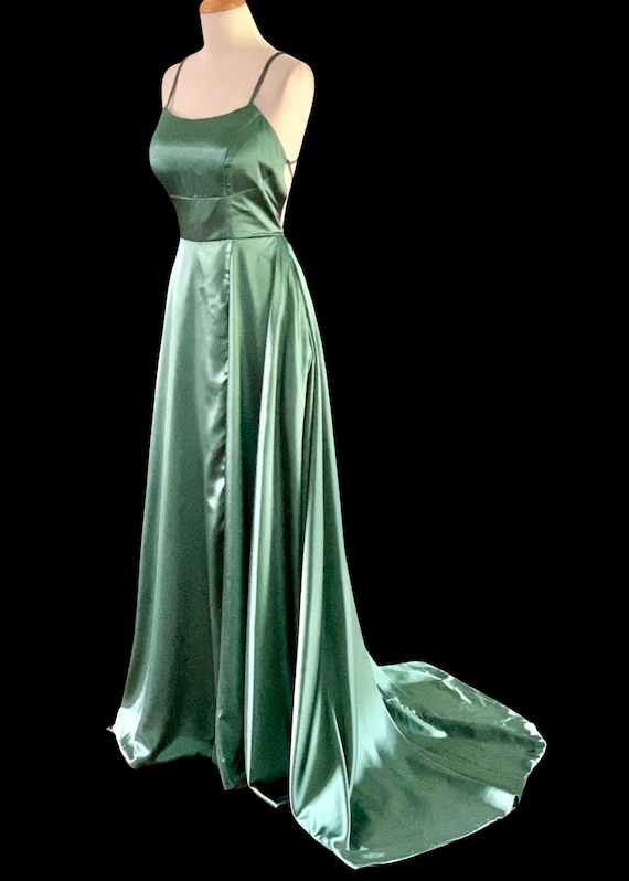 Vintage Evening Gown Liquid Satin 1930s dress Old… - image 3