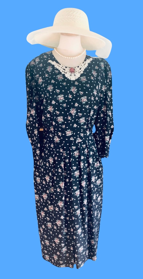 Gatsby dress Vintage Black Floral dress Downton A… - image 2