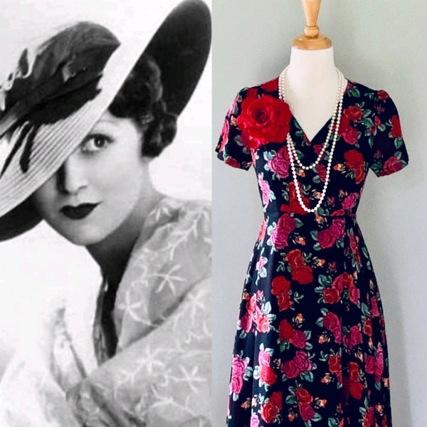 20s Gatsby dress 1920s dress Garden Party dress Tea Party  Dress Boho Dress Jazz Age Lawn Party Floral Dress