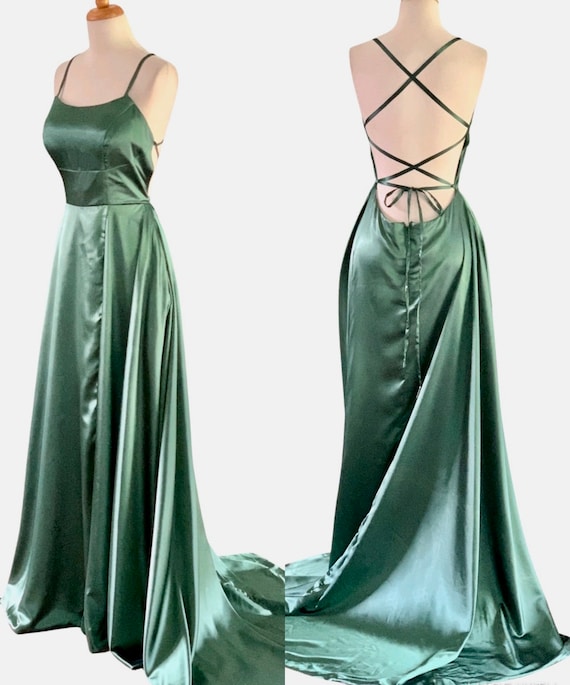 Vintage Evening Gown Liquid Satin 1930s dress Old… - image 9