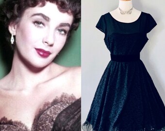 Vintage Dress Old Hollywood Dress Black 