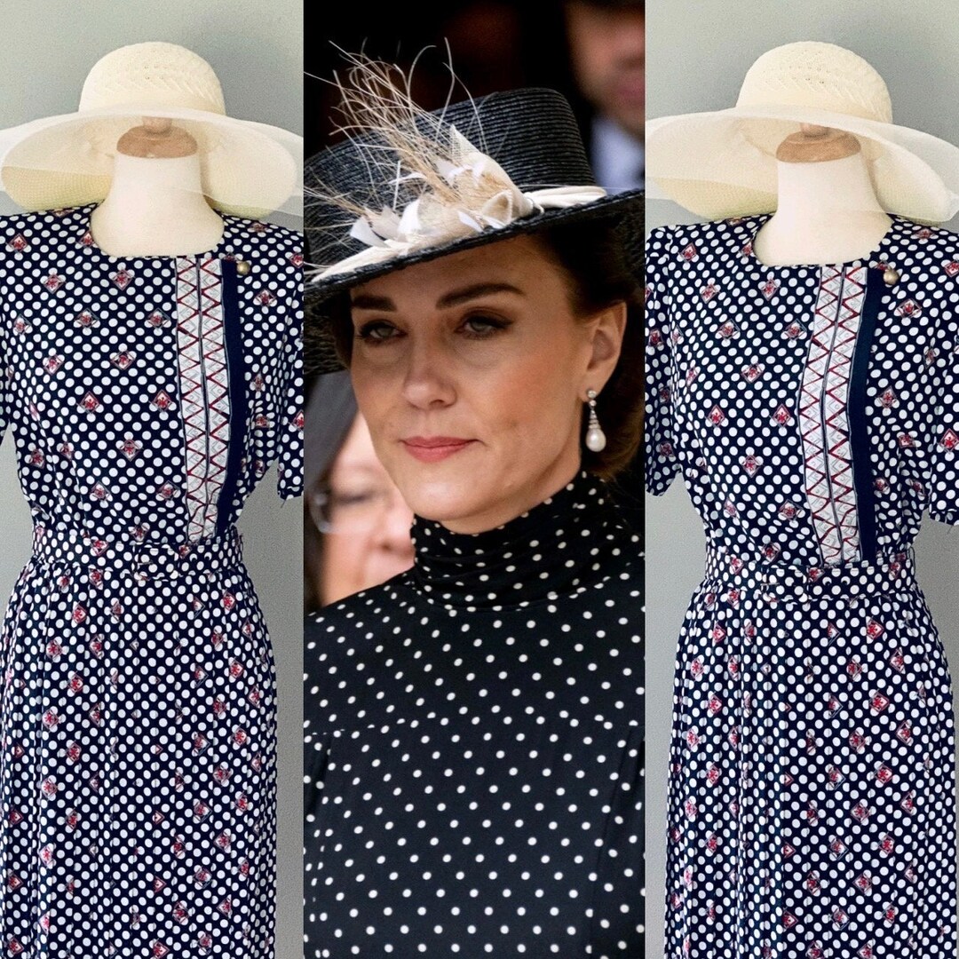 Kate Middleton Royal Ascot Dress Blue Polka Dot Dress Pleated - Etsy