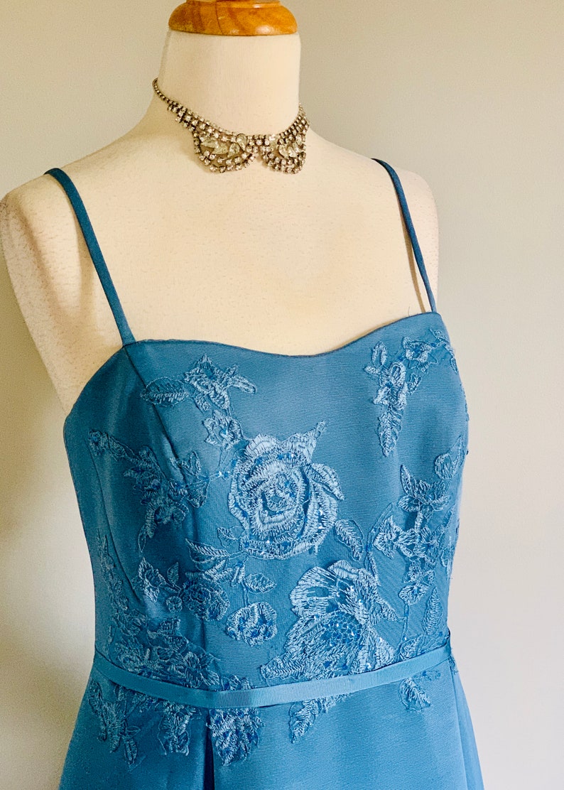 Vintage Evening Gown Old Hollywood Evening Dress Blue Prom Etsy