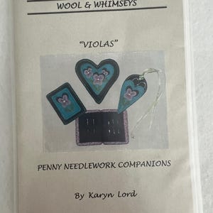 Wool & Whimseys &quot;Violas&quot; Penny Needlebook Companions by Karyn Lord