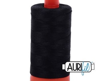 Black 2692 Aurifil Cotton Mako Thread  50wt 200m