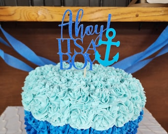 Ahoj, to chłopiec! Topper na tort, Baby Shower, Chłopcy