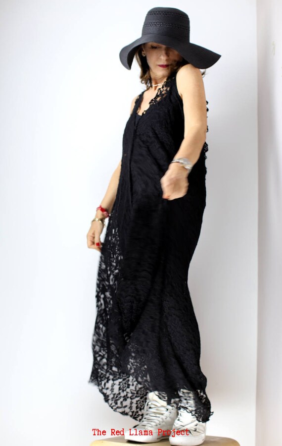 black lace tunic dress