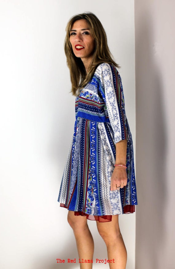 Handmade colourful smock dress flowers 