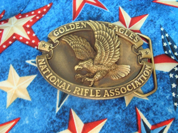 Vintage Golden Eagles Belt Buckle National Rifle Association