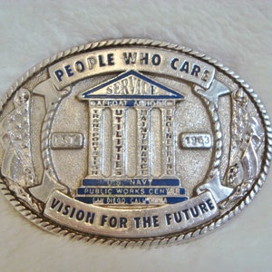Vintage US Navy Public Works Center Belt Buckle, Limited Edition Bostock Belt Buckle, Free Shipping