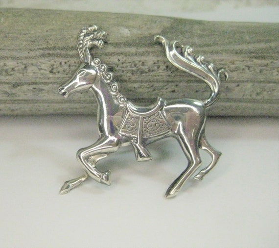 Vintage Sterling Silver Horse  Brooch by Lang, Ca… - image 9