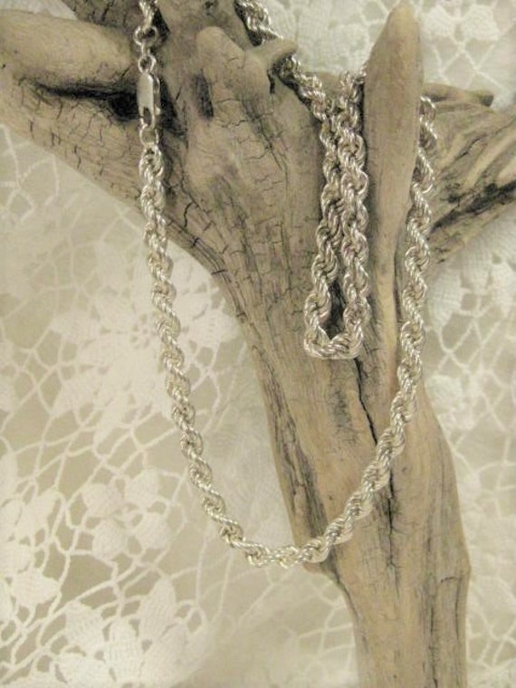 Vintage 18'' Sterling 925 Rope Necklace, Italy 92… - image 2
