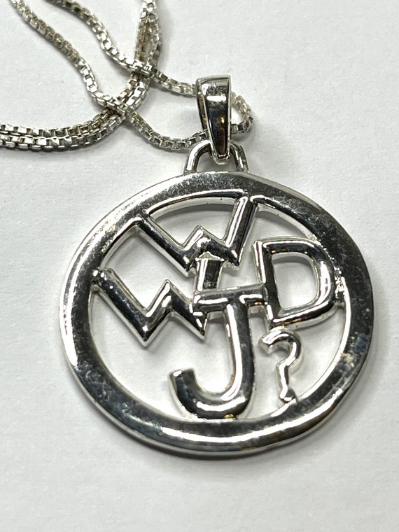 WWJD? Silver Necklace, 18'' Italy 925 Necklace wit