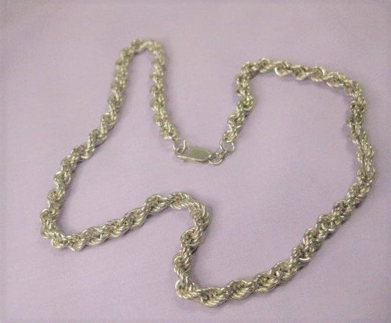 Vintage 18'' Sterling 925 Rope Necklace, Italy 92… - image 1