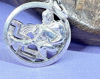 Vintage Aquarius Sterling 3D Cut Out Charm, 11th Sign of Zodiac, Aquarius Pendant/Charm, Free shipping, J32